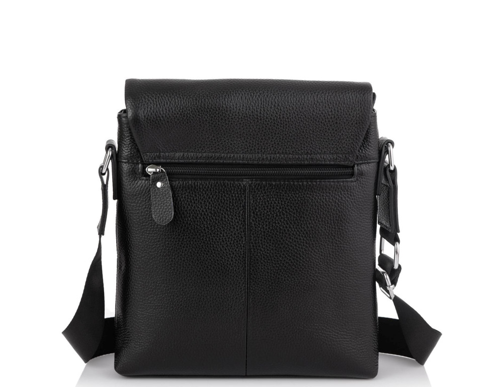 Чёрная кожаная сумка через плечо Tiding Bag A25F-8878A - Фото № 4