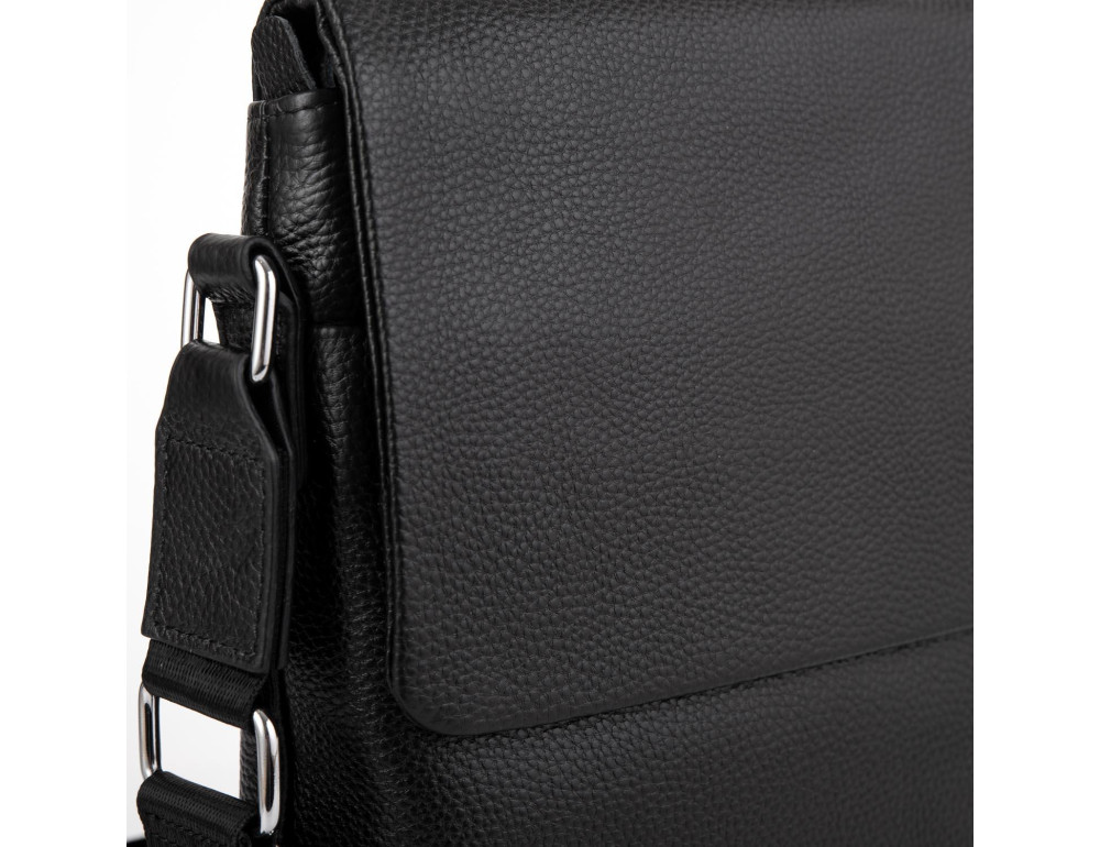 Чёрная кожаная сумка через плечо Tiding Bag A25F-8878A - Фото № 6