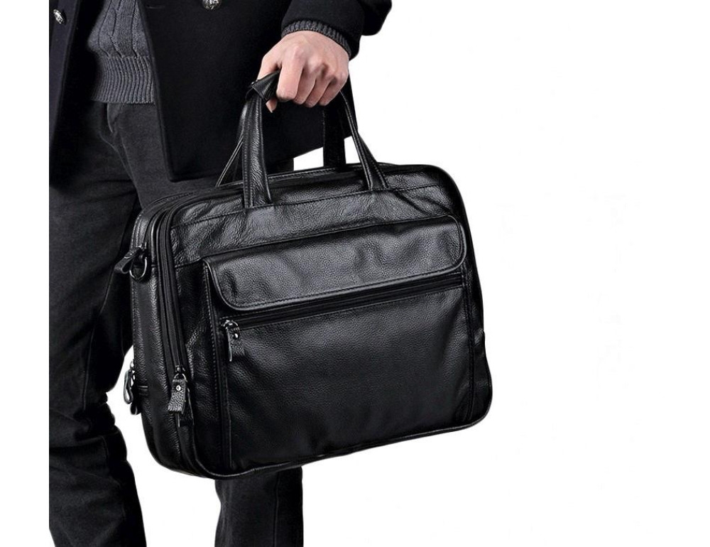 Чоловіча шкіряна сумка на три відділи Tiding Bag A25F-9001А - Фотографія № 3