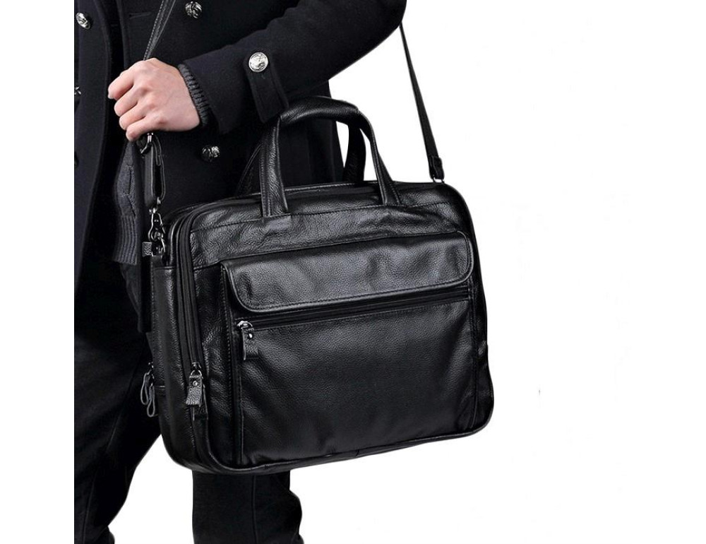Чоловіча шкіряна сумка на три відділи Tiding Bag A25F-9001А - Фотографія № 6