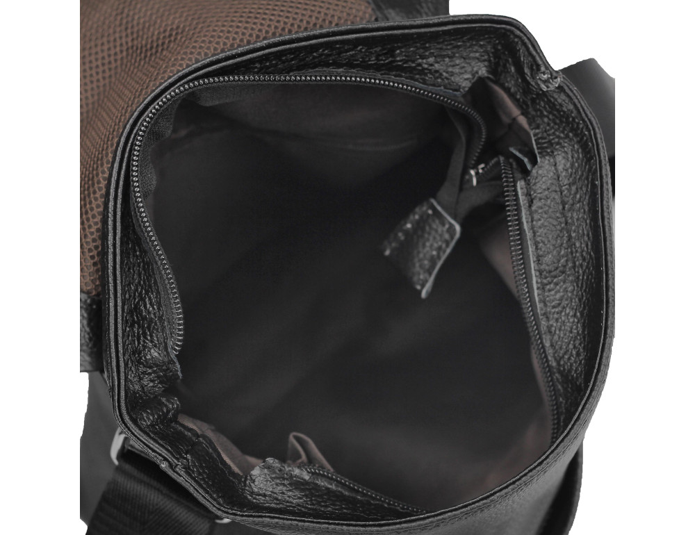 Чоловіча шкіряна сумка через плече чорна Tiding Bag A25F-98075A - Фотографія № 3