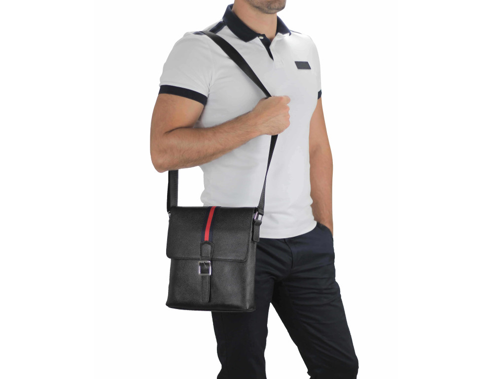Мужская кожаная сумка через плечо мессенджер Tiding Bag A25F-98085A - Фото № 6