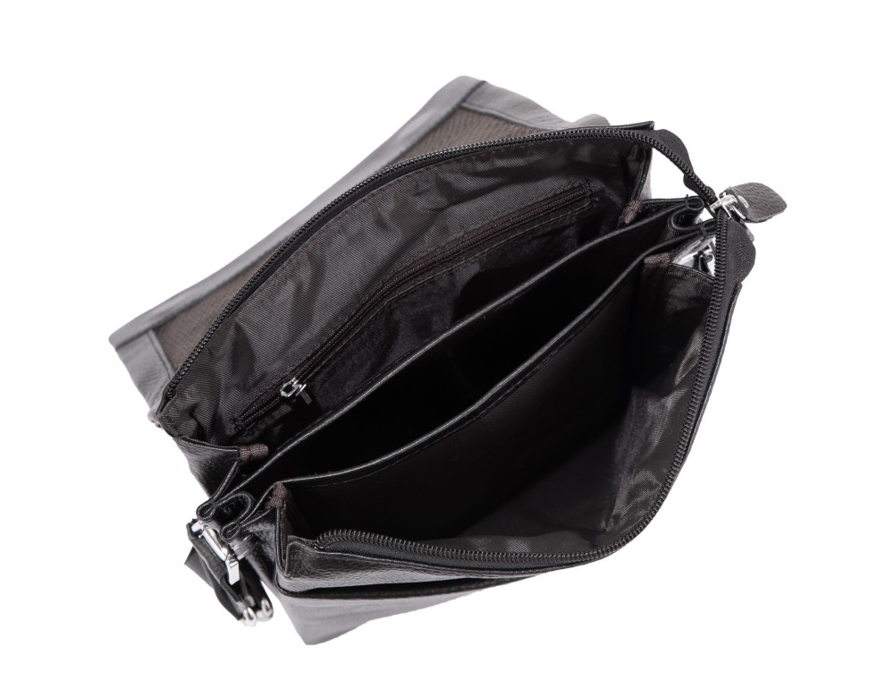Шкіряна чорна сумка чоловіча через плече Tiding Bag A25F-9906A - Фотографія № 4