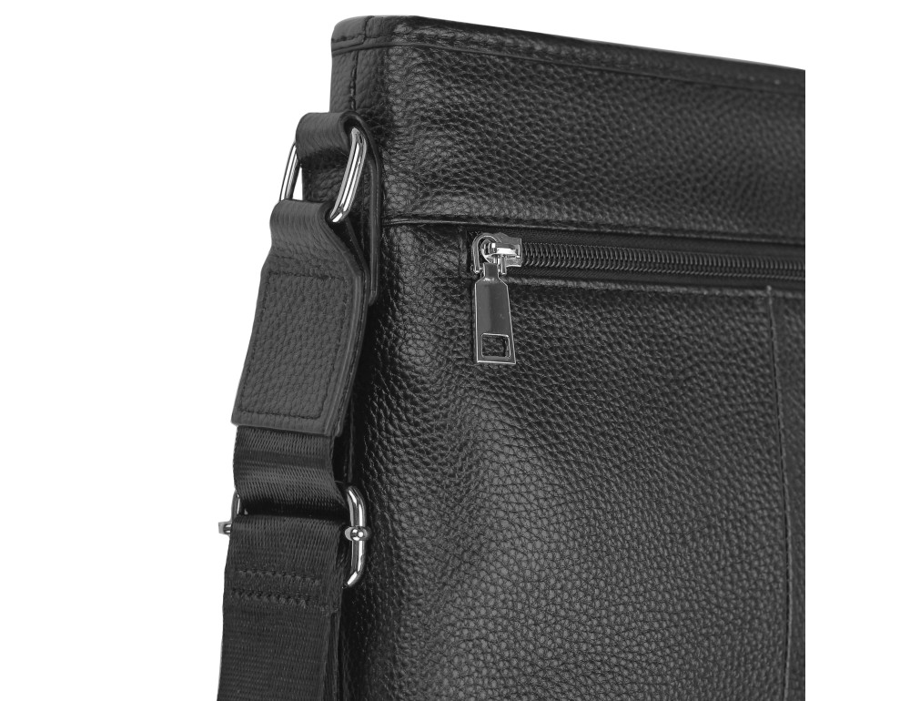 Мужская кожаная сумка через плечо черная Tiding Bag A25F-9913-3A - Фото № 2