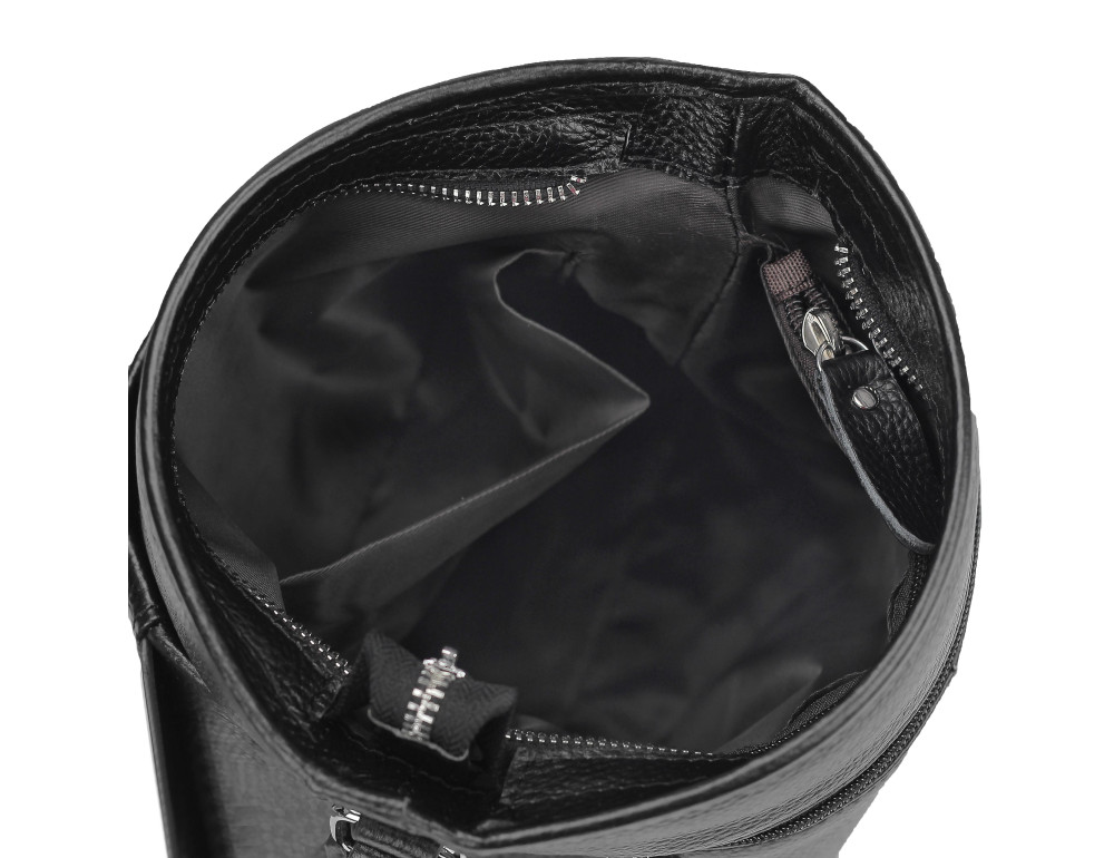 Мужская кожаная сумка через плечо черная Tiding Bag A25F-9913-3A - Фото № 3
