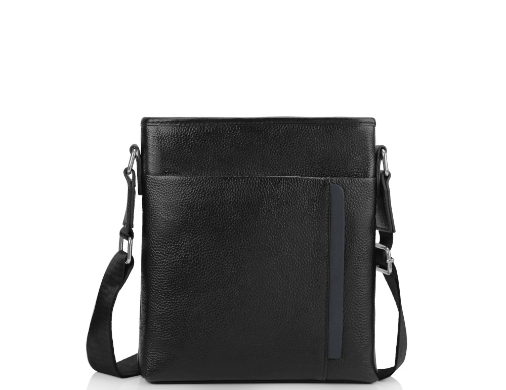 Мужская кожаная сумка через плечо черная Tiding Bag A25F-9913-3A - Фото № 5