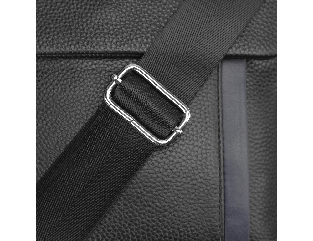Мужская кожаная сумка через плечо черная Tiding Bag A25F-9913A - Фото № 2