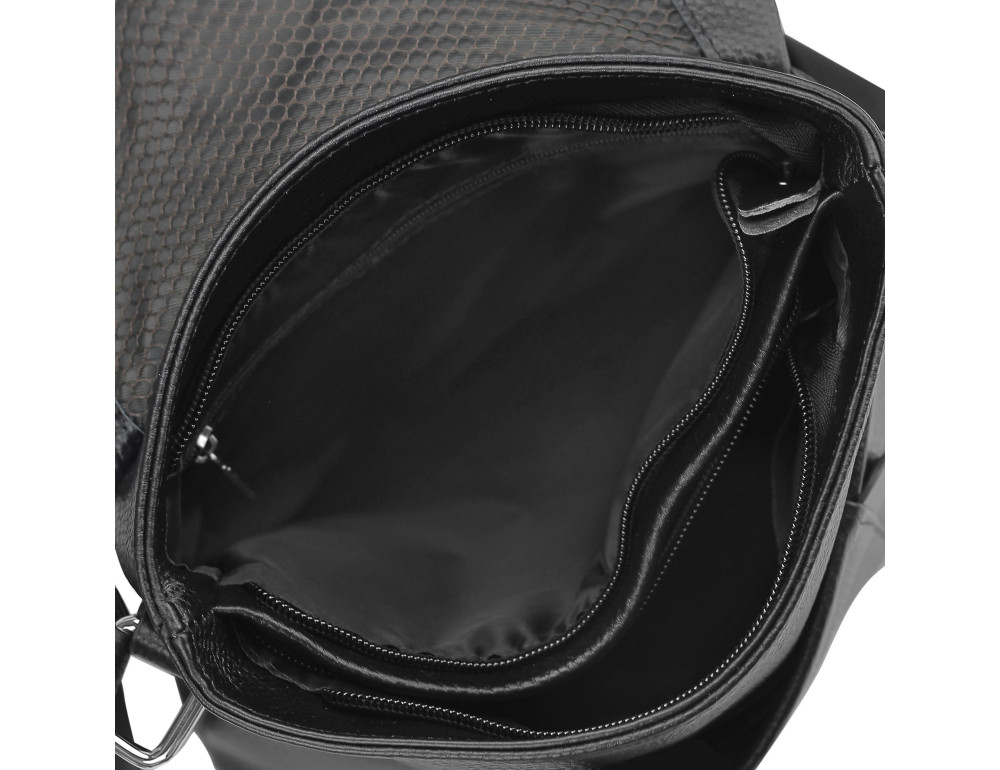 Мужская кожаная сумка через плечо черная Tiding Bag A25F-9913A - Фото № 3