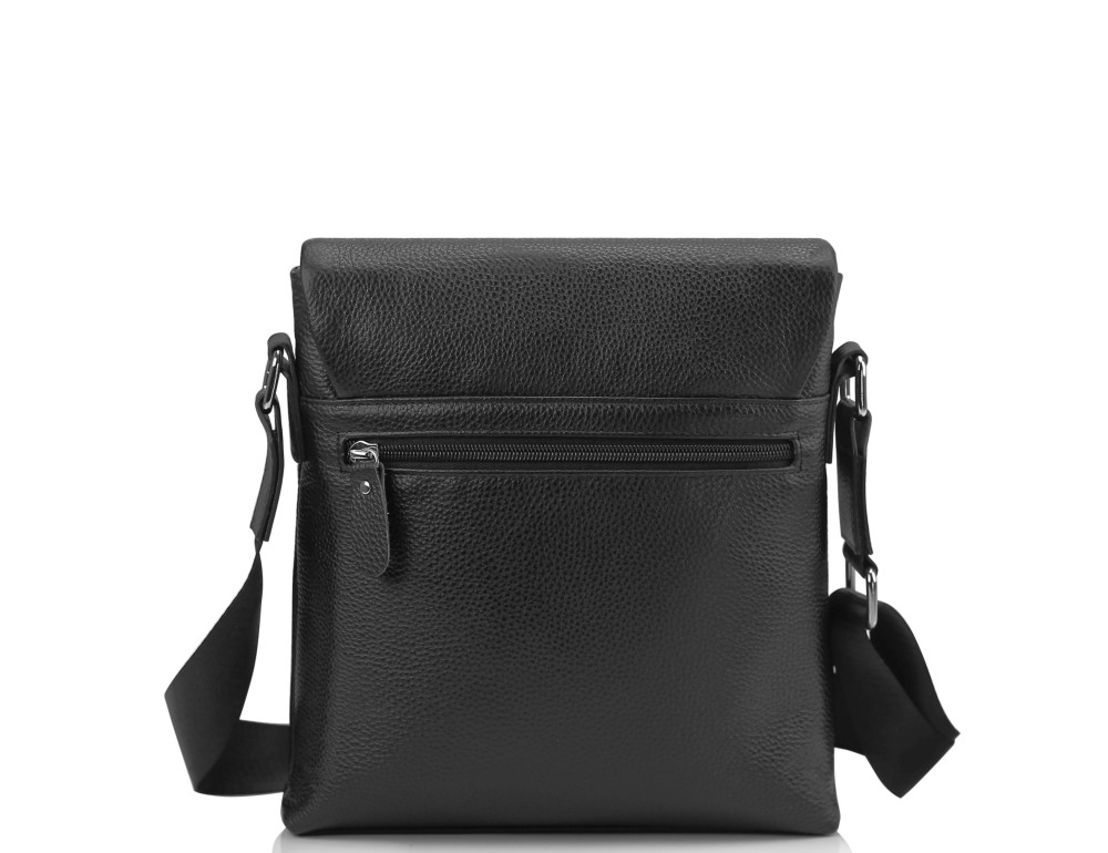 Мужская кожаная сумка через плечо черная Tiding Bag A25F-9913A - Фото № 4