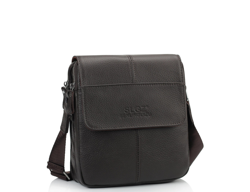 Мужская кожаная сумка через плечо коричневая Tiding Bag A25F-B065B - Фото № 1 Мужская кожаная сумка через плечо коричневая Tiding Bag A25F-B065B - Фото № 1