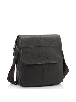 Мужская кожаная сумка через плечо коричневая Tiding Bag A25F-B065B