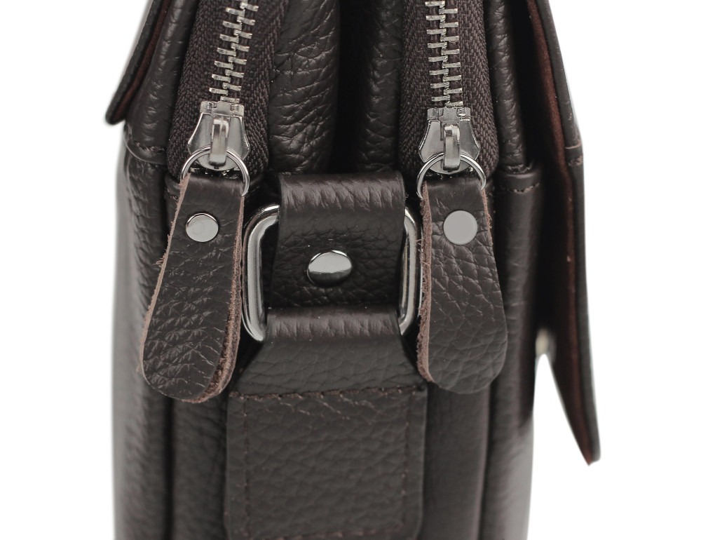 Мужская кожаная сумка через плечо коричневая Tiding Bag A25F-B065B - Фото № 2