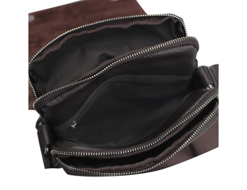Мужская кожаная сумка через плечо коричневая Tiding Bag A25F-B065B - Фото № 5