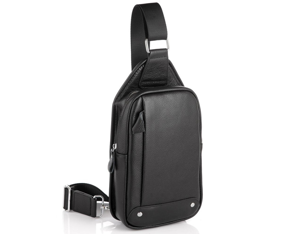 Чоловічий чорний шкіряний слінг на плече Tiding Bag A25F-FL-0219A - Фотографія № 1 Чоловічий чорний шкіряний слінг на плече Tiding Bag A25F-FL-0219A - Фотографія № 1