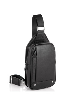 Мужской черный кожаный слинг на плечо Tiding Bag A25F-FL-0219A