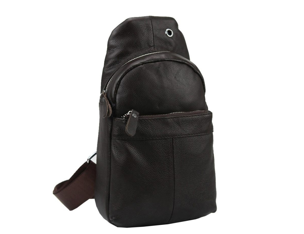 Кожаный коричневый слинг через плечо Tiding Bag A25F-FL-5311B - Фото № 1 Кожаный коричневый слинг через плечо Tiding Bag A25F-FL-5311B - Фото № 1