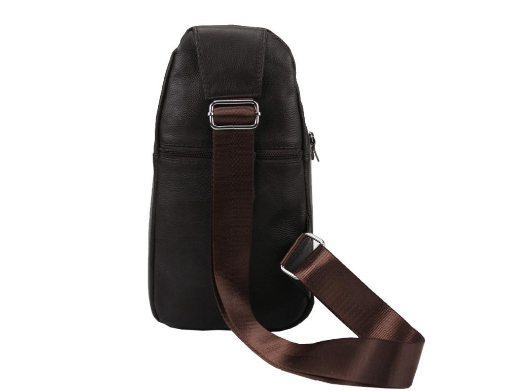 Кожаный коричневый слинг через плечо Tiding Bag A25F-FL-5311B - Фото № 4