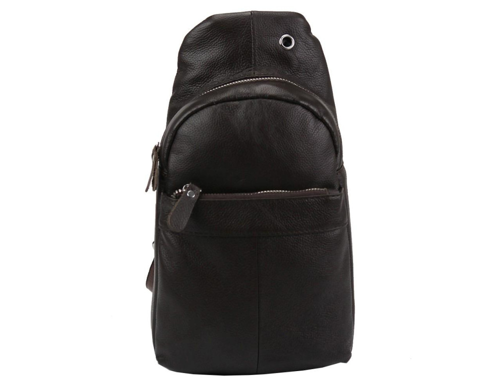 Кожаный коричневый слинг через плечо Tiding Bag A25F-FL-5311B - Фото № 5