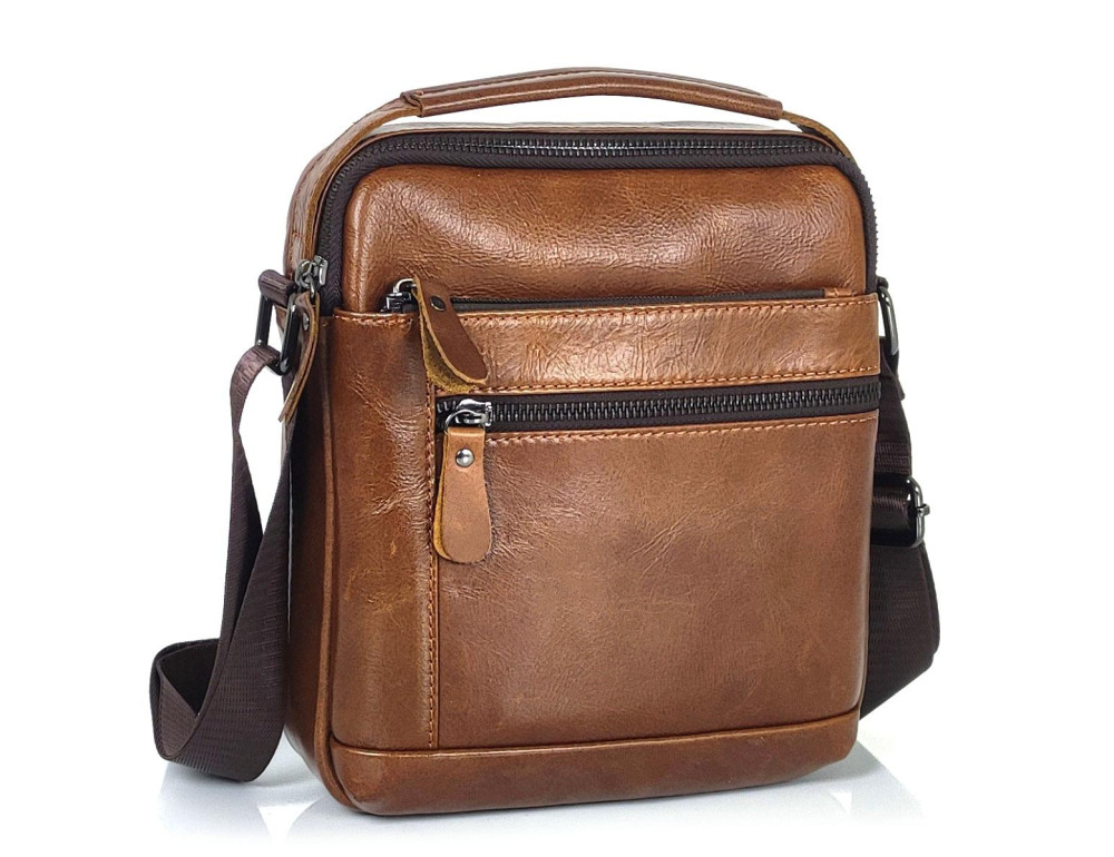 Мессенджер с ручкой для переноски коричневый Tiding Bag A25F-S-8205-1C - Фото № 1 Мессенджер с ручкой для переноски коричневый Tiding Bag A25F-S-8205-1C - Фото № 1
