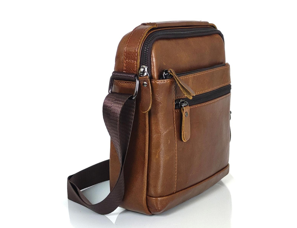 Мессенджер с ручкой для переноски коричневый Tiding Bag A25F-S-8205-1C - Фото № 2