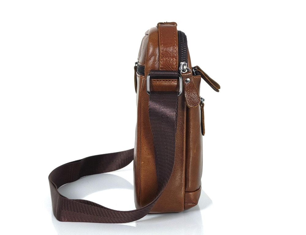 Мессенджер с ручкой для переноски коричневый Tiding Bag A25F-S-8205-1C - Фото № 3