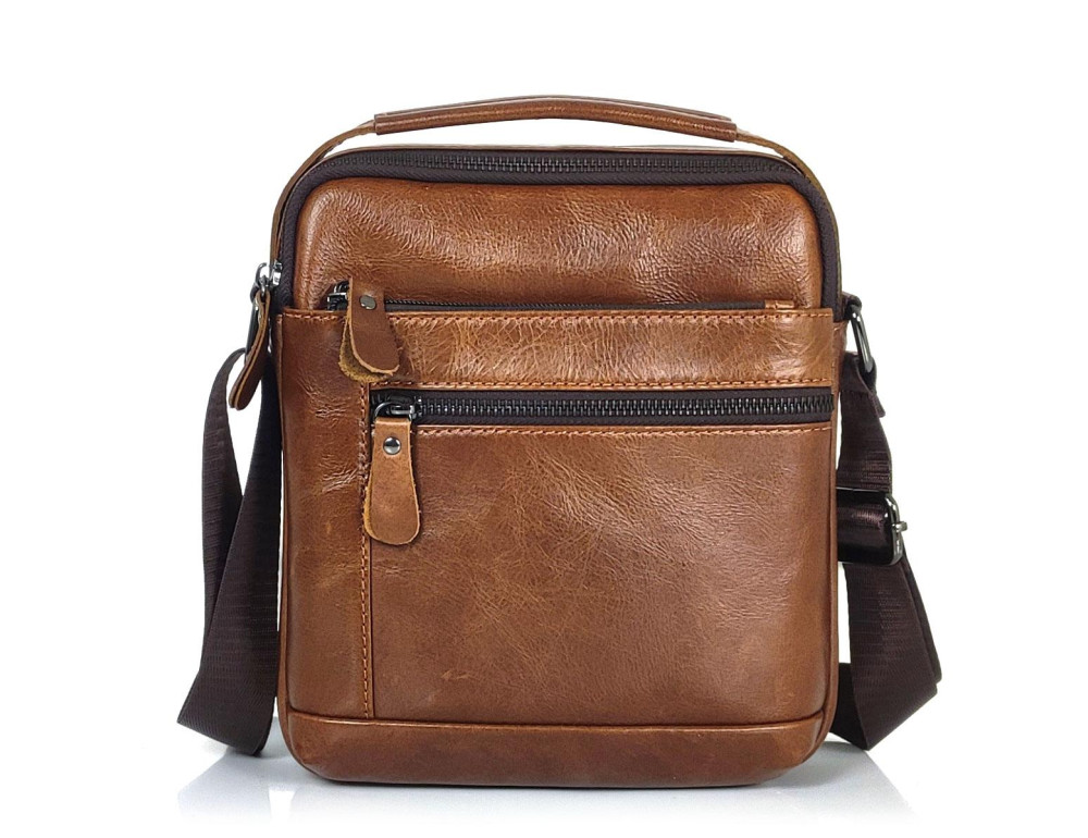 Мессенджер с ручкой для переноски коричневый Tiding Bag A25F-S-8205-1C - Фото № 5