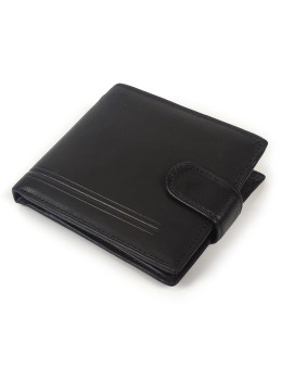 Мужское среднее кожаное портмоне Tiding Bag A7-208-2A черного цвета на кнопке.
