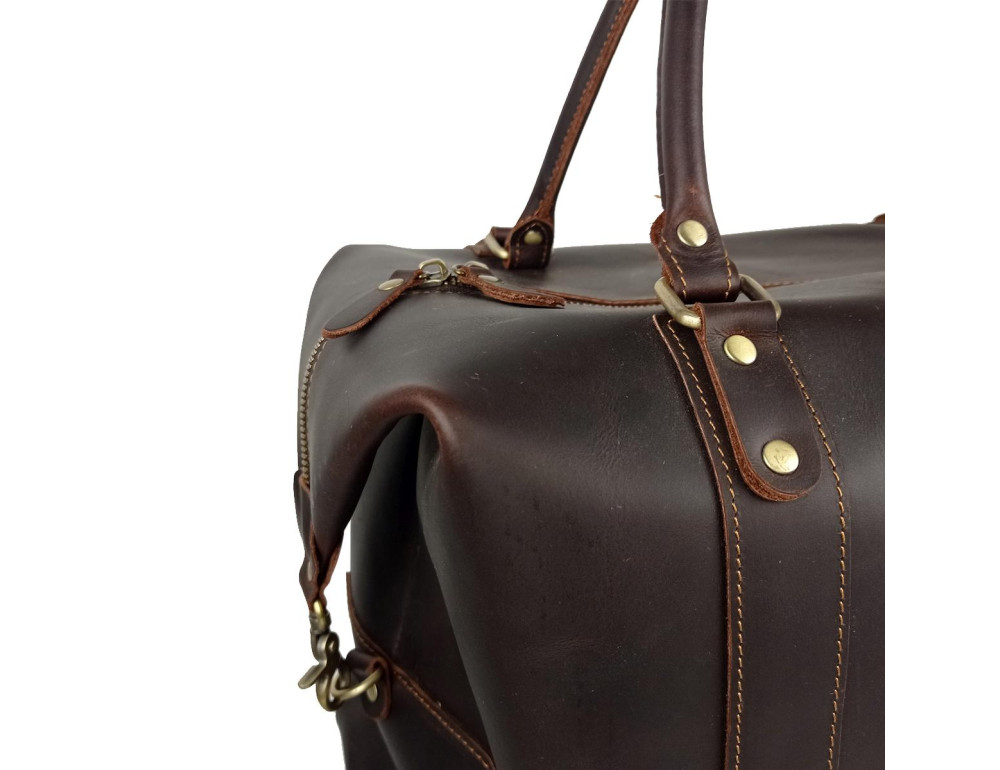 Сумка дорожная из матовой винтажной кожи Tiding Bag B2-001R - Фото № 2