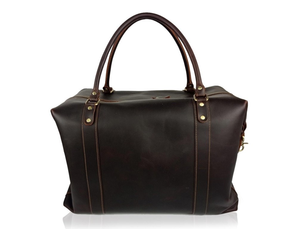 Сумка дорожная из матовой винтажной кожи Tiding Bag B2-001R - Фото № 6
