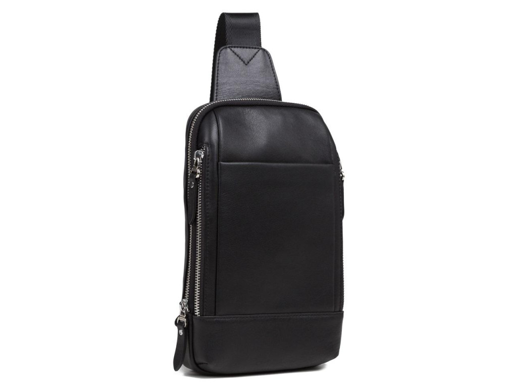 Мужской кожаный рюкзак на одну шлейку черный Tiding Bag B3-087A - Фото № 1 Мужской кожаный рюкзак на одну шлейку черный Tiding Bag B3-087A - Фото № 1