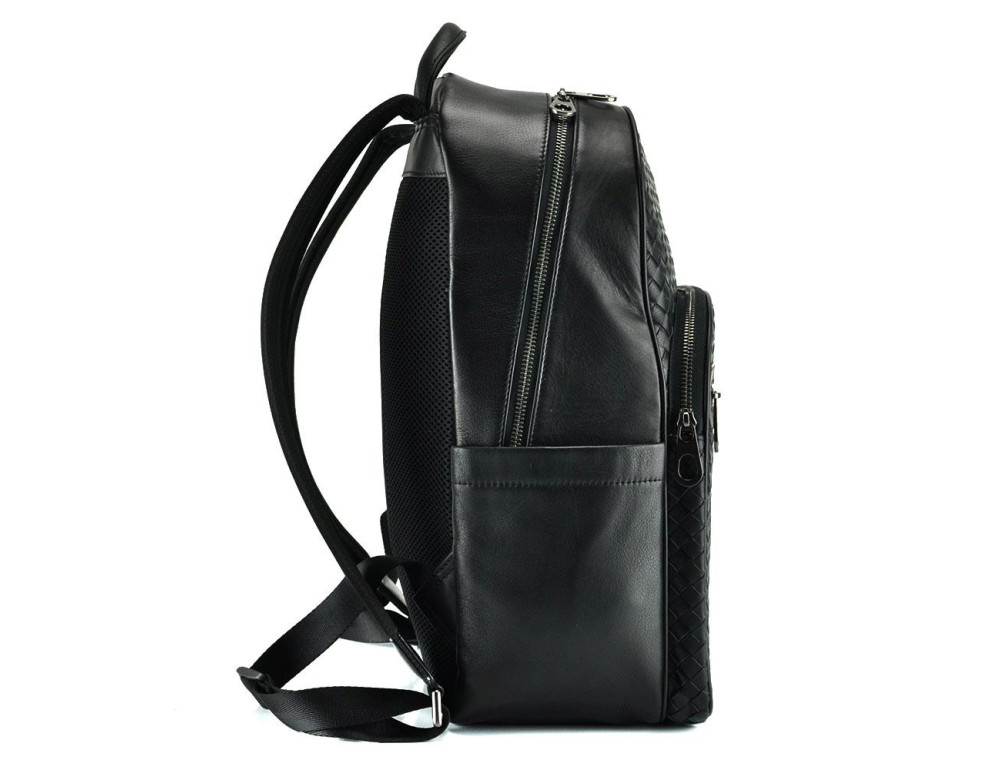 Рюкзак чорний чоловічий з плетенням Tiding Bag B3-8601A - Фотографія № 3