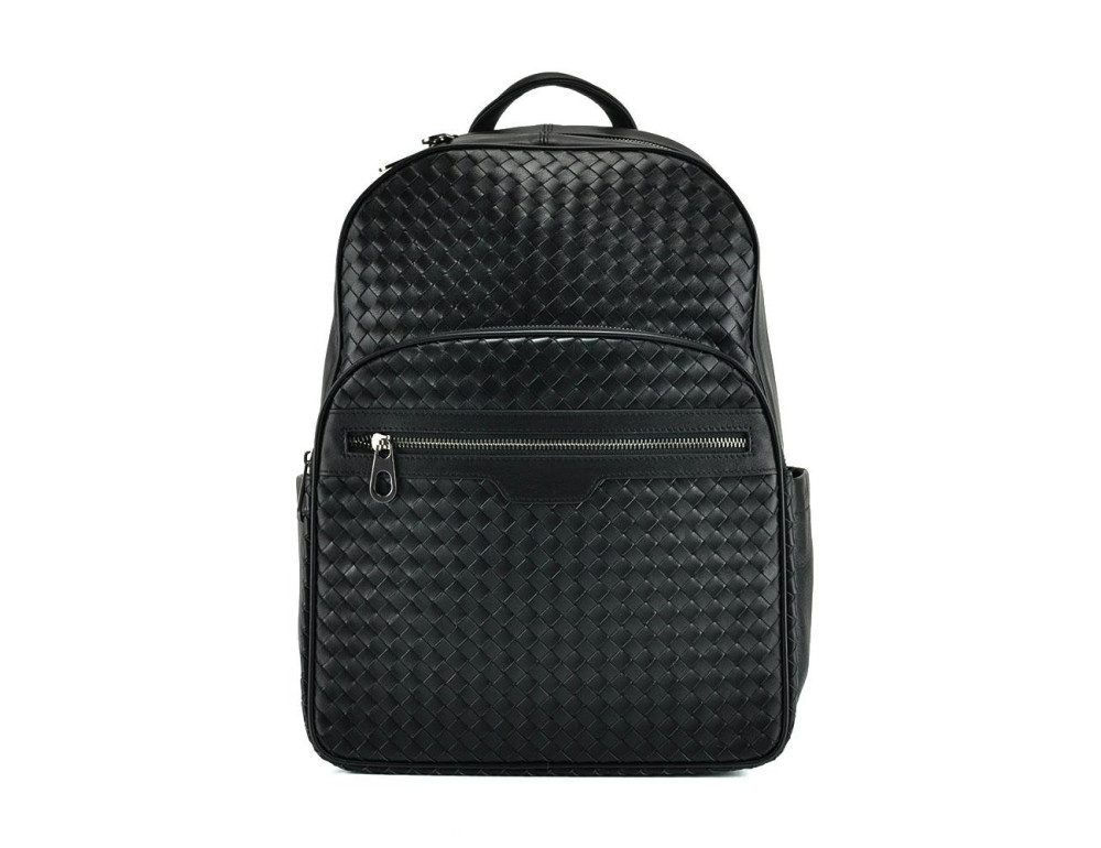 Рюкзак чорний чоловічий з плетенням Tiding Bag B3-8601A - Фотографія № 5