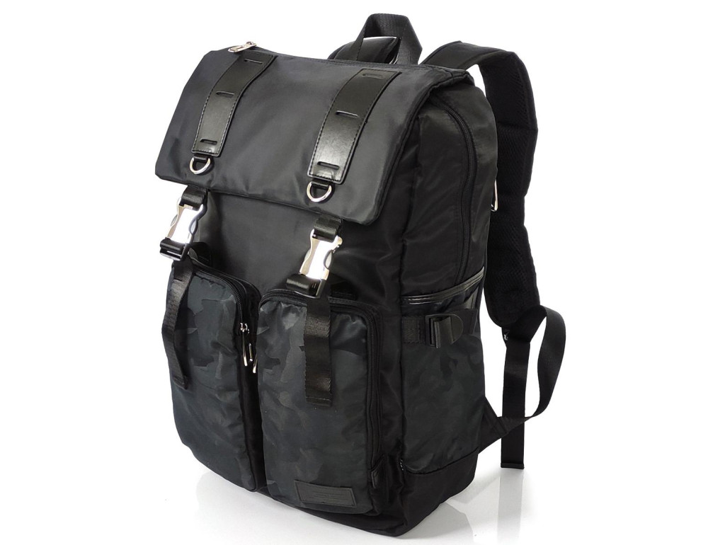 Черный большой рюкзак Tiding Bag BPT01-CV-174254-1A с клапаном - Фото № 4