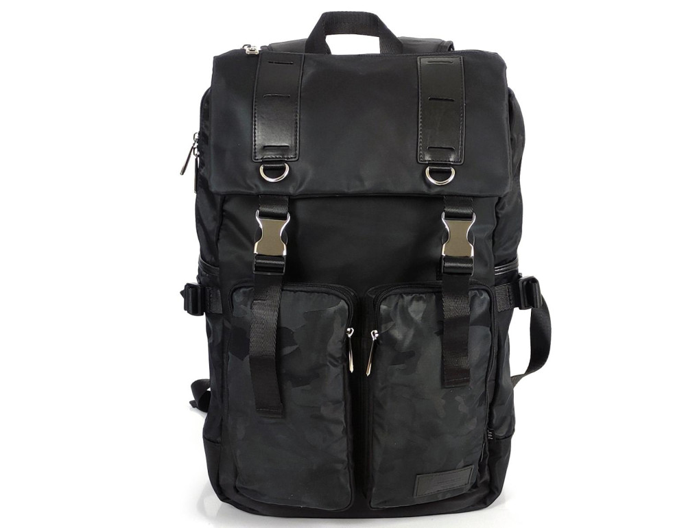 Черный большой рюкзак Tiding Bag BPT01-CV-174254-1A с клапаном - Фото № 7
