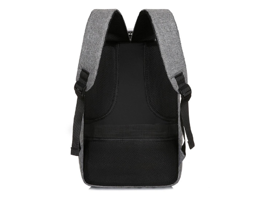 Текстильный большой серый мужской рюкзак для ноутбука Tiding Bag BPT01-CV-9006G - Фото № 11