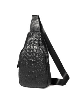 Сумка-слинг черная с тиснением под рептилию Tiding Bag CR-A25F-1943A