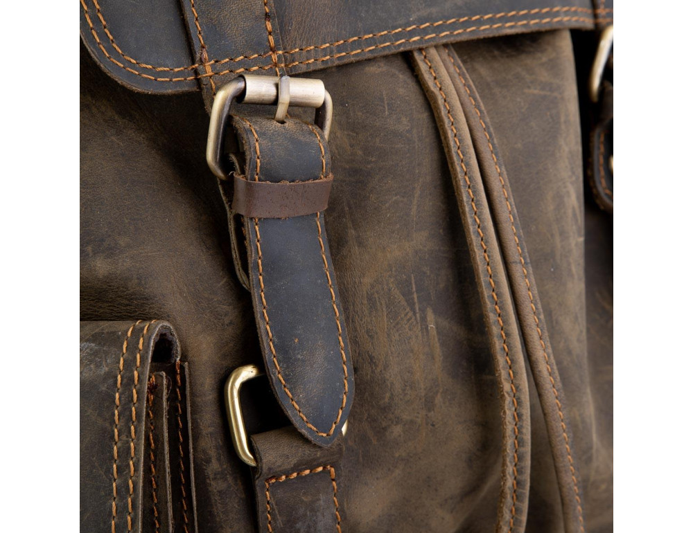 Рюкзак мужской из винтажной кожи коричневый Tiding Bag D4-011R - Фото № 2