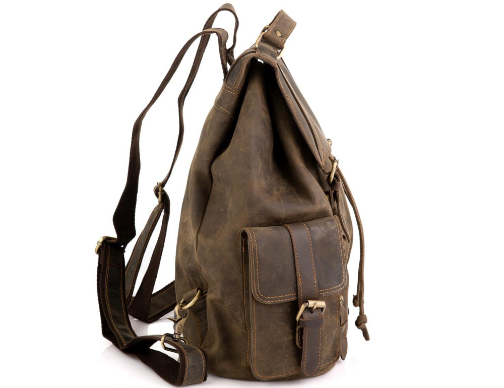 Рюкзак мужской из винтажной кожи коричневый Tiding Bag D4-011R - Фото № 3