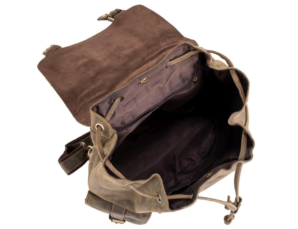 Рюкзак мужской из винтажной кожи коричневый Tiding Bag D4-011R - Фото № 4