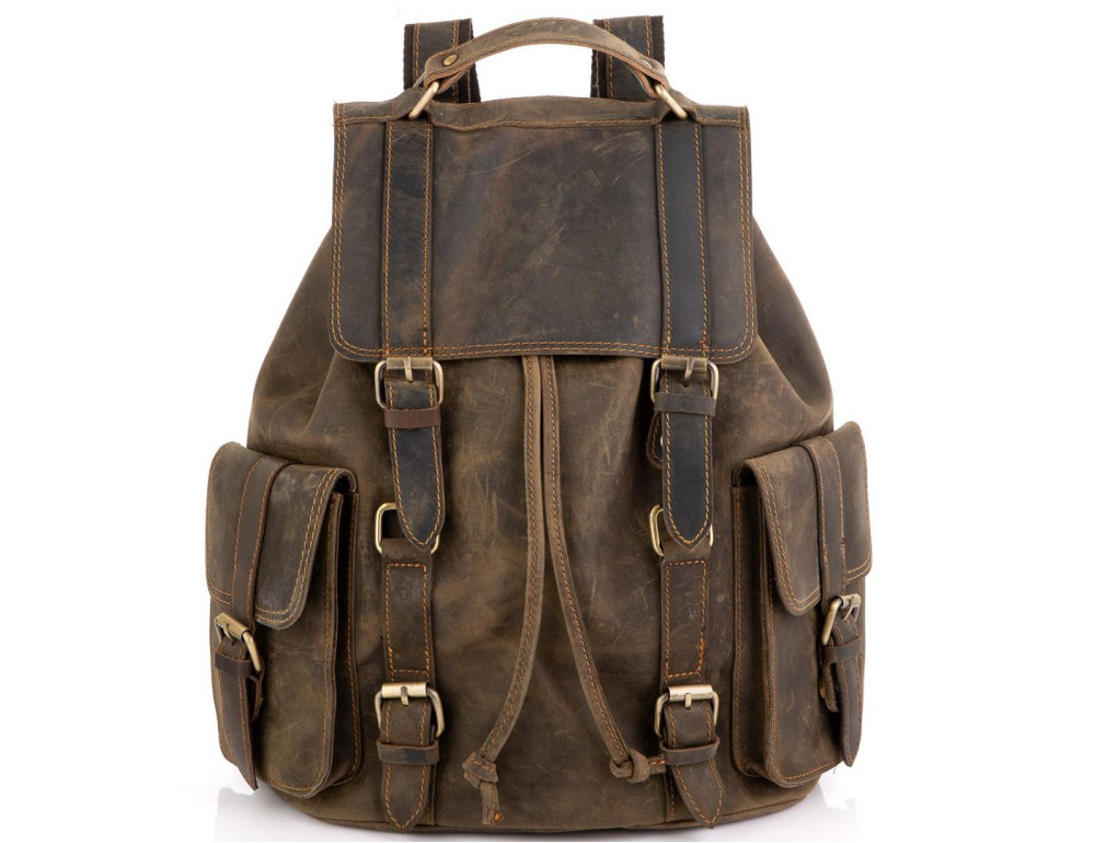 Рюкзак мужской из винтажной кожи коричневый Tiding Bag D4-011R - Фото № 5