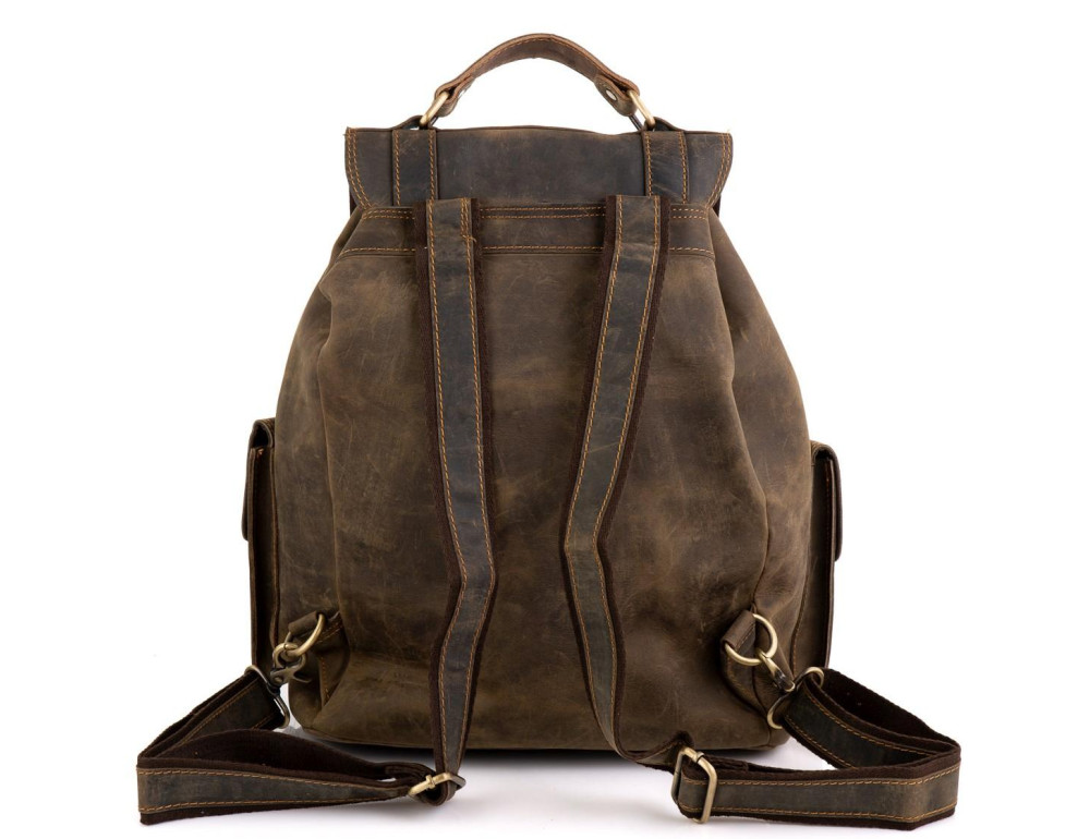 Рюкзак мужской из винтажной кожи коричневый Tiding Bag D4-011R - Фото № 6