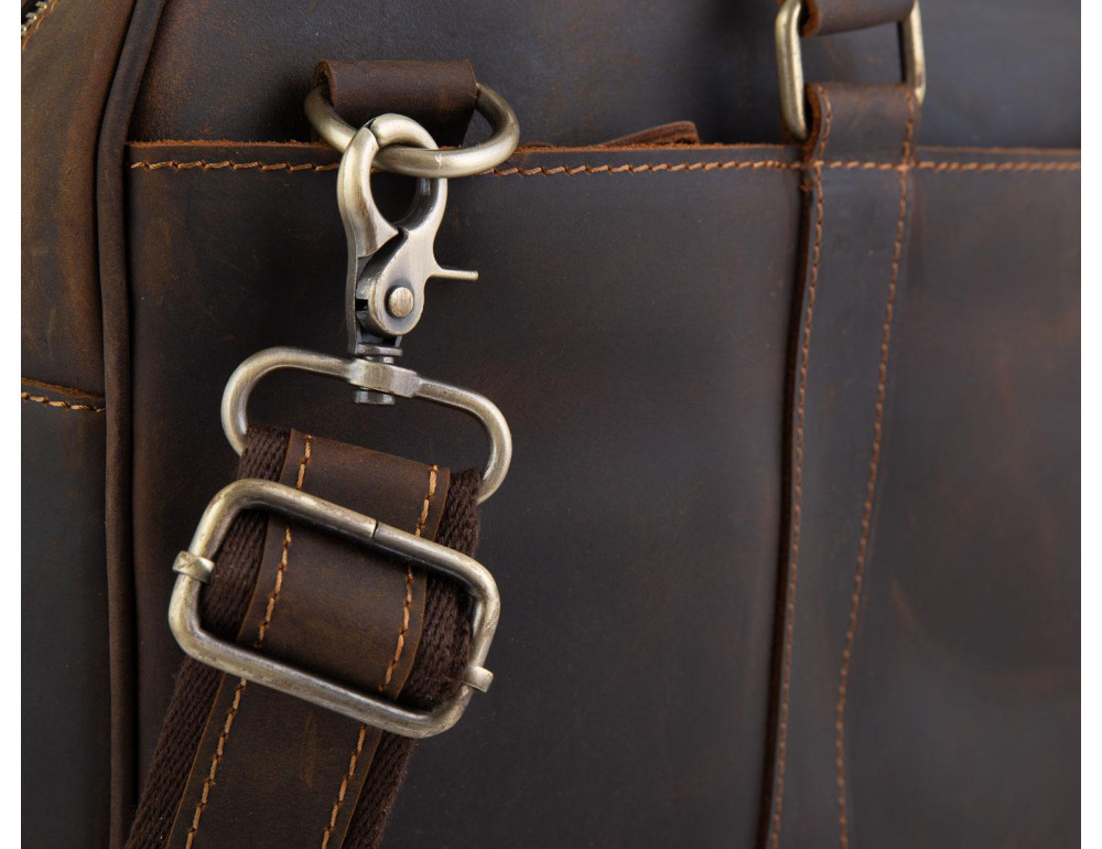 Винтажная коричневая сумка для ноутбука Tiding Bag D4-023R - Фото № 2