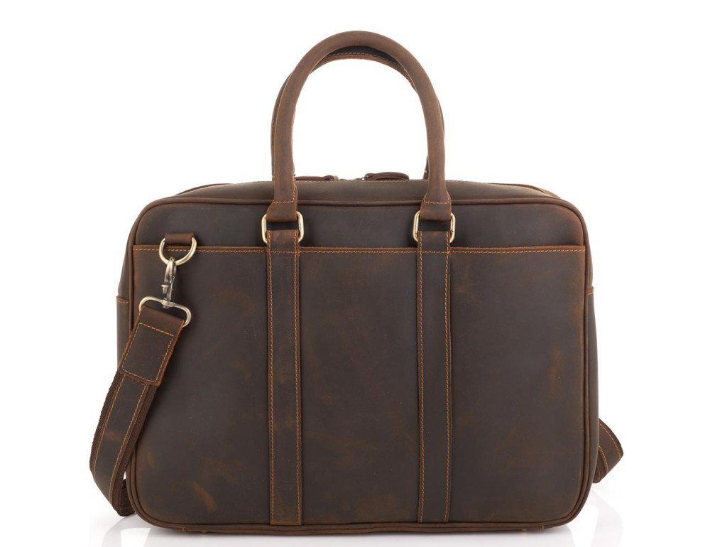 Винтажная коричневая сумка для ноутбука Tiding Bag D4-023R - Фото № 3