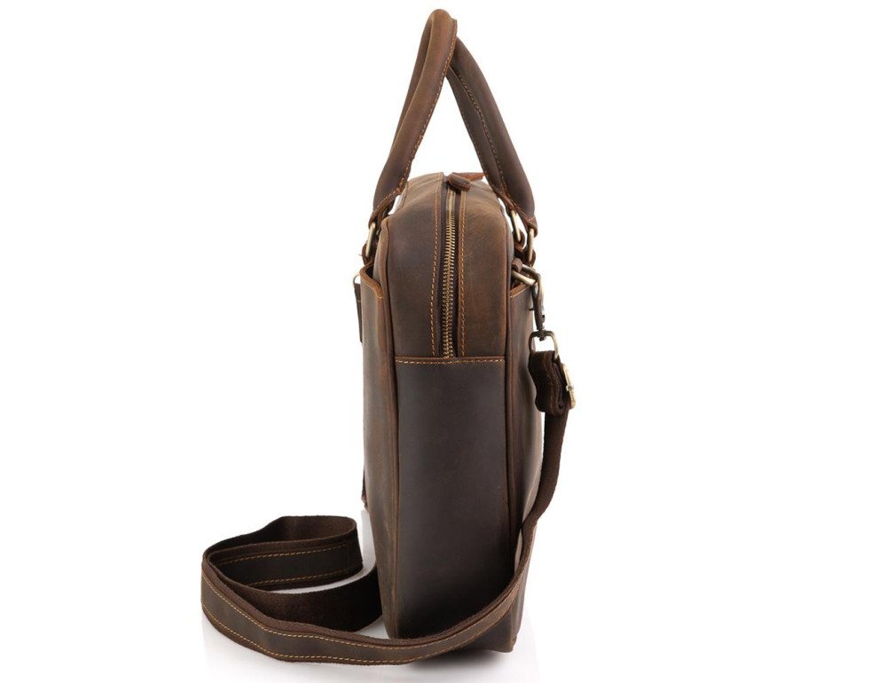 Винтажная коричневая сумка для ноутбука Tiding Bag D4-023R - Фото № 4