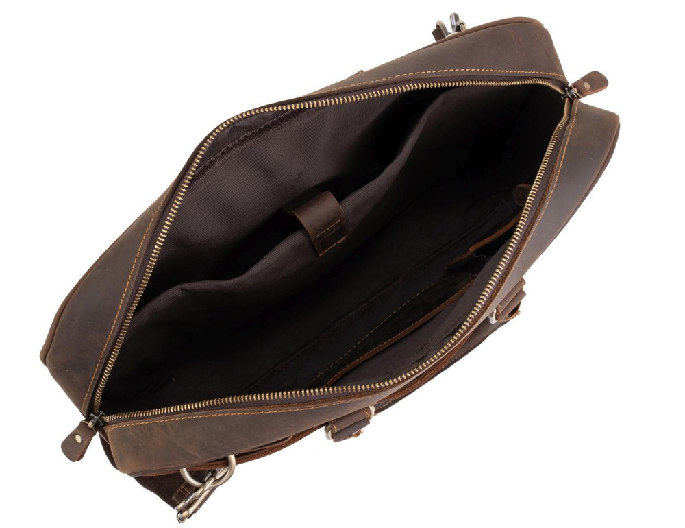 Винтажная коричневая сумка для ноутбука Tiding Bag D4-023R - Фото № 5