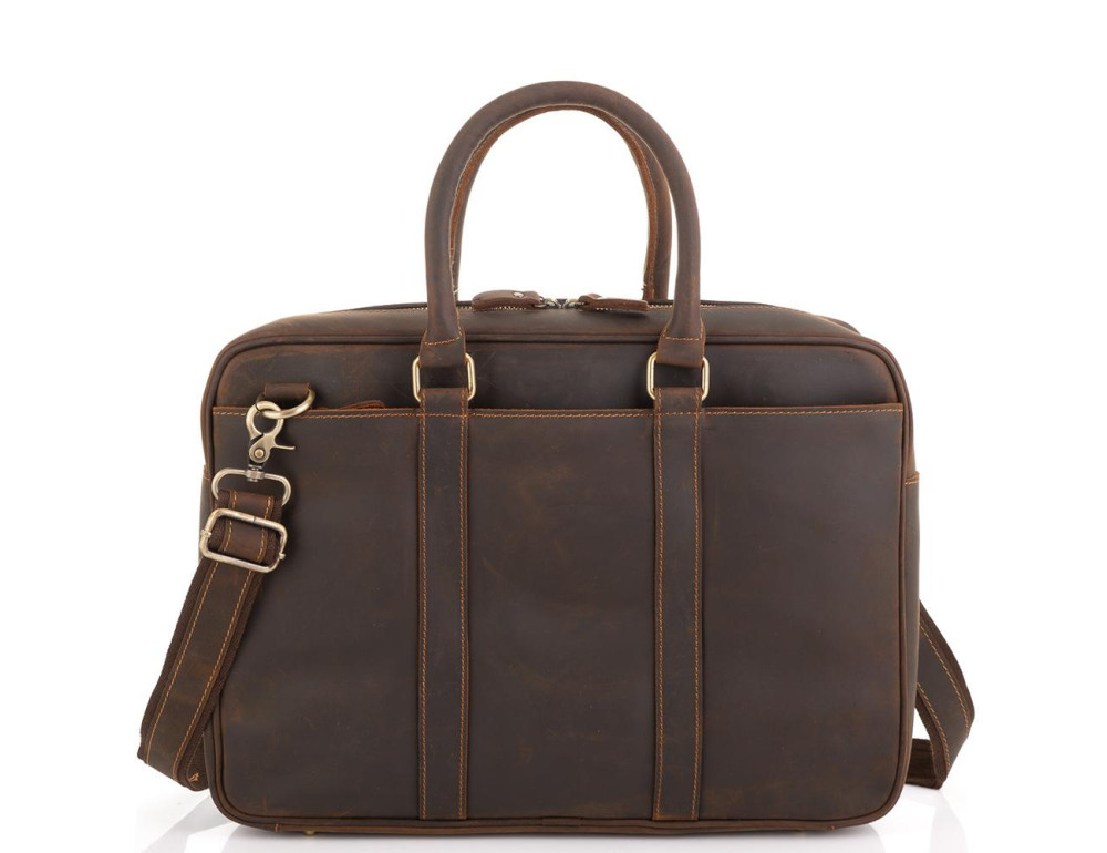 Винтажная коричневая сумка для ноутбука Tiding Bag D4-023R - Фото № 6