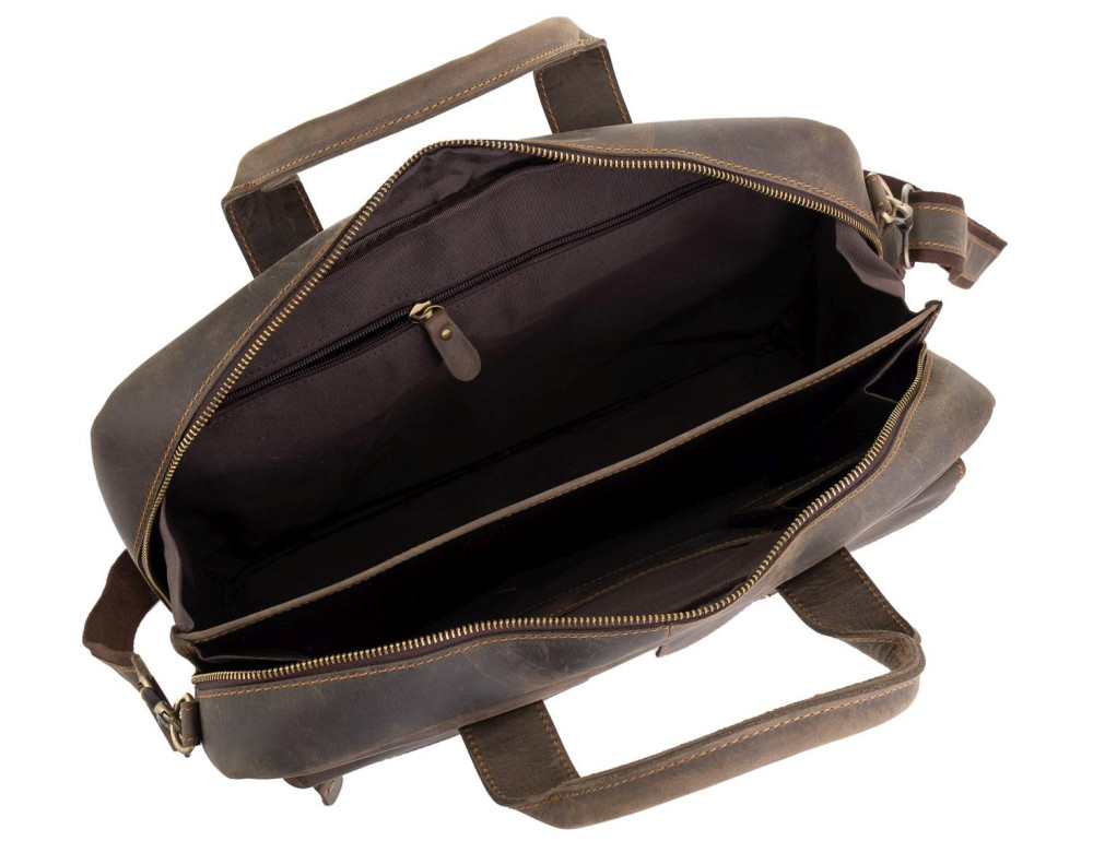 Винтажная кожаная сумка для ноутбука Tiding Bag D4-058R - Фото № 3