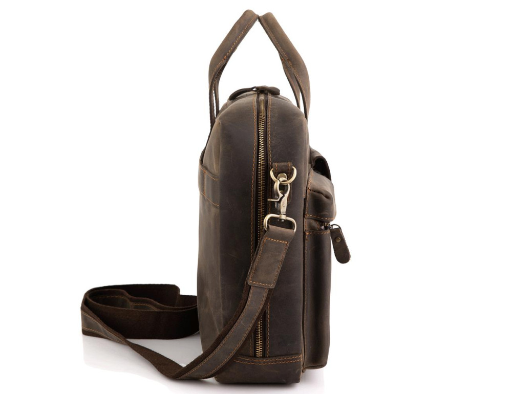Винтажная кожаная сумка для ноутбука Tiding Bag D4-058R - Фото № 4