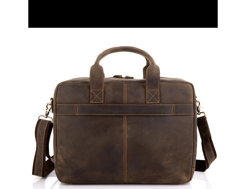 Винтажная кожаная сумка для ноутбука Tiding Bag D4-058R - Фото № 5