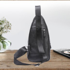 Сумка-слинг черная кожаная Tiding Bag F-A25F-5003A - Фото № 102